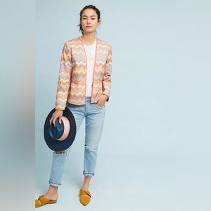 Anthropologie Bl-know Valeska Chevron Blazer Size Medium